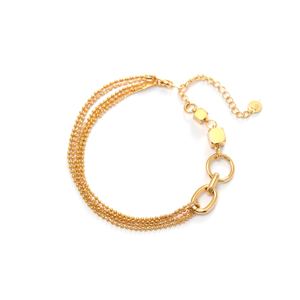 Fashion <b>Beaded</b> <b>Bracelet</b> 316L Stainless Steel PVD <b>Gold</b> Plating Sustainable Resistant Multi Strand Chain Design - Product Image 2