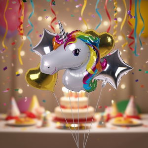 Ensemble de ballons en forme de tête de licorne, 5 pièces, fournitures pour fête d'anniversaire, jouet pour enfants pour les célébrations - Product Image 3