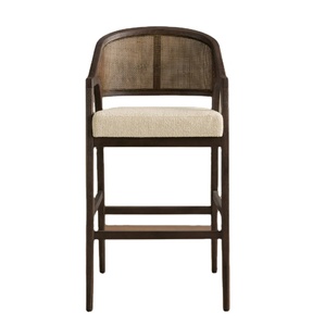 French Style Eco-Friendly <strong>Linen</strong> Wooden Bar Stool Modern Dining <strong>Chair</strong> for Home Hotel Restaurant Cafe School Customized - Product Image 1