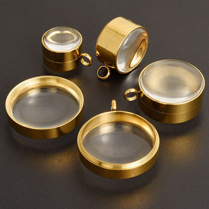 Colgantes de caja de fotos de cristal de acero inoxidable, dijes de medallón flotante de cristal que se pueden abrir para llavero DIY, collar, soporte para monedas, Memoria - Product Image 2