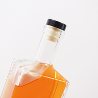 Premium 750ml Double-face Décalcomanies Élégant carré Rhum Brandy Vodka Tequila Gin Whisky Bouteille En Verre