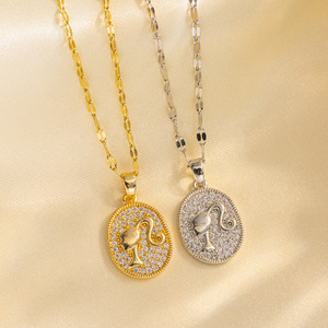 Collier en acier inoxydable plaqué or avec pendentif micro-pavé de luxe AA Hy Kinds, collier en zircon pour femme, cadeaux pour <span class=keywords><strong>maman</strong></span> - Product Image 1