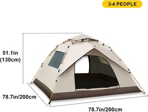 Carpa de Camping Impermeable Oxford para 2/4 Personas, Apertura Automática en 3 Segundos, Cuatro Estaciones, Dos Habitaciones, con Bolsa de Transporte para Senderismo, Pesca y Música - Product Image 6