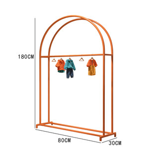 Espositore Semplice per Negozio di Abbigliamento, Stand da Terra per Vestiti per Bambini, Appendiabiti Arancione Personalizzato - Product Image 4