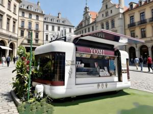Carrello Rimorchio Mobile di Lusso Personalizzato Bianco per Catering con Vetrina Congelatore per Gelato Fresco in Piazza Storica Europea - Product Image 1