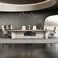 Meubles de bureau KMJ, table de conférence de bureau pour 10 à 14 personnes, table de conférence moderne de luxe sur mesure OEM et ensemble de chaises