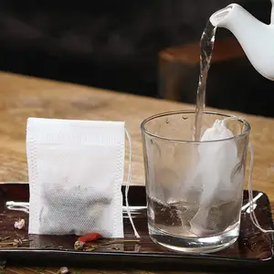 Sachets de thé jetables vides en coton avec cordon de serrage, filtre à feuilles mobiles