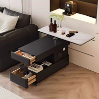 Table d'appoint intelligente pour canapé avec plateau relevable, chargeur sans fil, haut-parleur et serrure numérique, meuble de rangement roulant pour salon, table de chevet