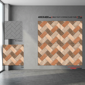 Carreaux de sol extérieurs en porcelaine émaillée rectifiée rustique 16x16 pouces, 12 mm, numériques, vitrifiés, antidérapants, pour parking - Product Image 2