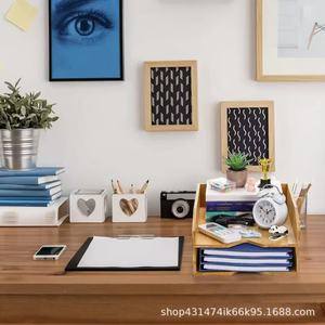 Wooden office <b>desktop</b> <b>shelf</b> for organizing documents, magazines, and stationery; home use for organizing student textbooks and - Product Image 2