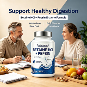 Formule végétarienne sans OGM, capsules de bétaïne <span class=keywords><strong>HCl</strong></span> et pepsine, supplément d'enzymes digestives pour le soutien digestif et l'équilibre intestinal - Product Image 3