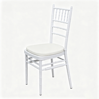 Chaise Chiavari en fer blanc avec coussin amovible, empilable, imperméable, pour hôtel, extérieur, villa, mariage, banquet, salle à manger