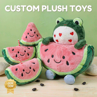 Peluches personnalisées en forme de pastèque, OEM ODM, peluches en forme de tranches de pastèque grenouille, vente en gros, cadeau