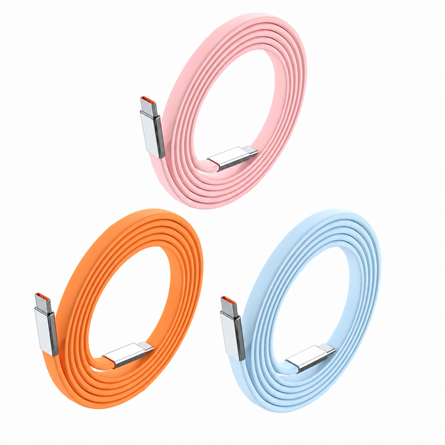 240W USB-C to USB-C Silicone Flat Cable Fast Charging Cable PD Type-C Data Cable for iPhone 17 Huawei Laptop