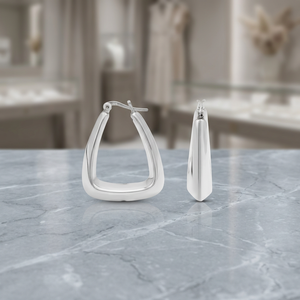 Pendientes de Aro Minimalistas Plateados para Mujer, Joyería Geométrica de Acero Inoxidable, Pendientes de Aro Delgados Dobles en Forma de U - Product Image 2