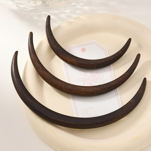 New Crescent Moon Sandalwood Hairpin - A simple and classic half-circle <b>hair</b> <b>accessory</b> perfect for everyday updos and - Product Image 1