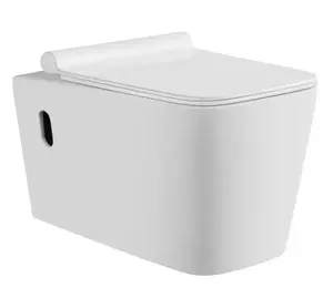 Penjualan laris penutup UF satu bagian Toilet tanpa bingkai keramik memanjang standar Barat menutupi gudang pencucian dinding Toilet gantung
