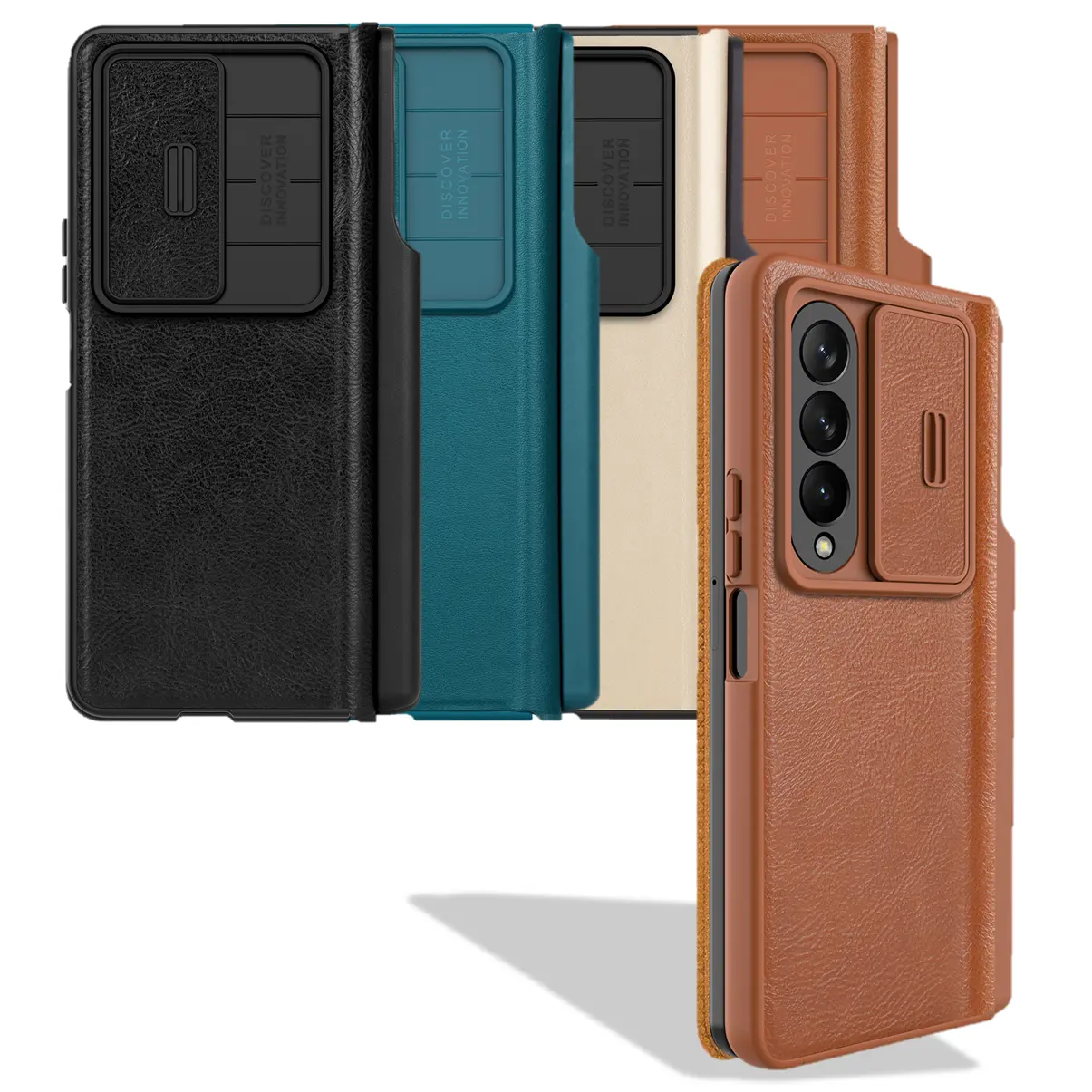 Nillkin phone case leather protective cover with camera protector and s pen holder shockproof flip cover for Samsung Z Fold 4/3