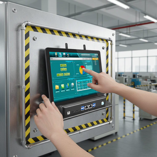 Huiyuan Fanless Aluminum Industrial Panel PC 10-Point Touch Screen-Supports Android/Windows Embedded OS Wall Mount