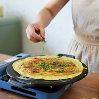 Wajan Tawa Anti Lengket, Plat Besi Cor Pre-seasoned untuk Steak, Panggangan, Penggorengan Pancake, Plat Masak Telur, Ramah Lingkungan, Cocok untuk Kompor Gas
