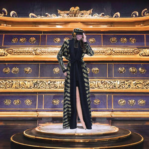 Casual Modest Robe Printed Pleated Long Lapel Tie-<b>up</b> Ankle Length Abaya Muslim Plus Size OEM ODM Custom Muslim Wedding Wear - Product Image 3