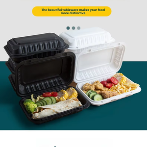 Boîte à hamburger jetable de style américain, boîte de pique-nique pliable avec compartiments, en plastique PP carré, personnalisable - Product Image 3