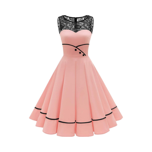 1950s Style Dress - Lace Vintage Swing Dress - Knee-Length