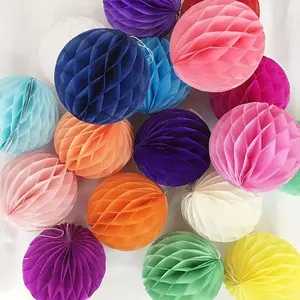 20CM Tissue Paper Honeycomb Balls for Art DIY Party Partners Design Hanging Pom-Pom Ball for Wedding Birthday Nursery Decor