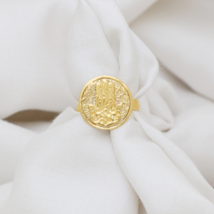 Anillo Hamsa de Plata de Ley 925 Chapado en Oro, Anillo Espiritual con Chapado en Oro de 18K, al por Mayor, Última Moda - Product Image 2