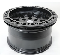 S3-00009 17-22 Llantas de aluminio forjado personalizadas con diseño de plato profundo de malla negra mate, estándar DOT, para Ford Bronco