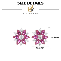 925 Sterling Silber Rhodium-Plattiert Trendige Blumen-Ohrstecker Zirkon Glänzender Braut-Verlobungs-Hochzeits-Party-Schmuck Unisex Geschenk