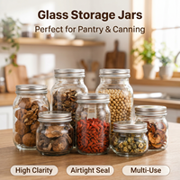 Récipient de stockage en verre Mason Jar pour légumes salade confiture boissons froides couvercle fendu 100/250/480/750/1000 mL