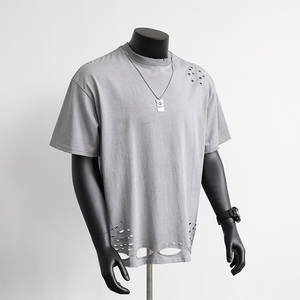 Camiseta A25ARK7924 para <span class=keywords><strong>Hombre</strong></span>, Lisa, de Manga Corta, Estilo Veraniego, con Agujeros, de Marca Moderna, Estilo Urbano, Informal y con Personalidad - Product Image 1