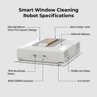 Robot automatique de nettoyage de vitres IPX4 étanche à faible bruit dispositif de lavage de verre de mur avec batterie au lithium longue durée