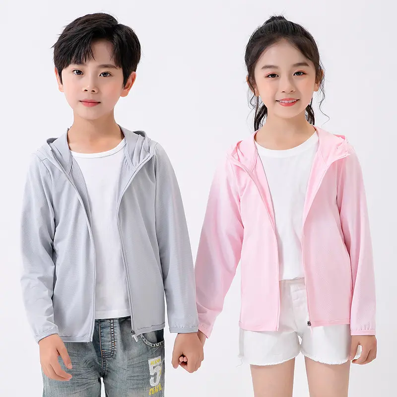 UPF50+ Sunscreen Clothes Customizing Logo Children Coat Soft shell Hooded Kid Sun Protection Jacket For Boys And Girls
