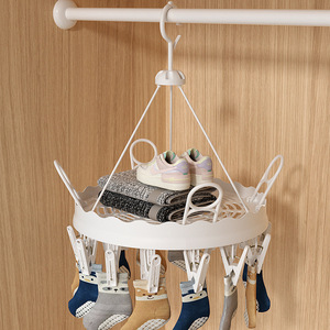 Hanging Rotating Shoe Drying Rack Round With 26 <b>Clips</b> For Socks Underwear Clothes Drying - Product Image 3