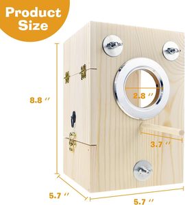 Yüksek kaliteli kuş yuva kutusu ev büyük ahşap kuş kafesi akrilik şeffaf yetiştiriciliği besleyici düğme Parakeets papağanlar - Product Image 2