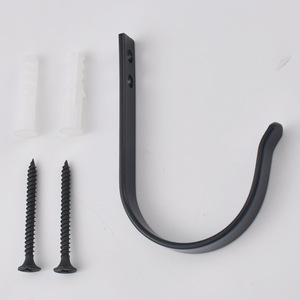 Iron Rectangle Wall <b>Hook</b> <b>Black</b> Coat and Cap <b>Hook</b> for Door or Wall Mounting with Screws Included Carbon Steel - Product Image 1
