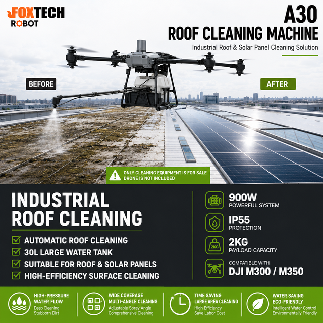 Foxtechrobot A30 Roof Cleaning Machine Industrial Equipment Automatic Roof Window Cleaning Drone for Solar Panel Maintenance