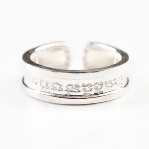 Thai temple ring The new 2023 Azan Peach Blossom Scripture Lady's Open Ring Thai Buddhist Thai silver S925 simple accessories