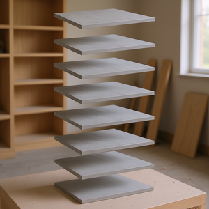 Panneaux de bibliothèque en bois d'ingénierie gris béton 15,7x15,7x0,6 pouces – Design minimaliste durable, panneaux multicouches - Product Image 2