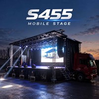 Scène mobile hydraulique S455 pour concerts en plein air, scène semi-remorque de 13 m pour festivals de musique et événements en direct