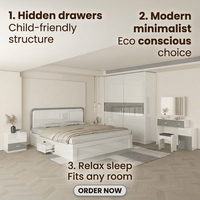 Offre Spéciale : Ensemble de Chambre Moderne pour Fille avec Lit Queen Size, Armoire Coulissante de Luxe 1,5 m et Rangement, Finition Haute Brillance