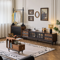 Meuble TV créatif de style ancien de haute qualité, unité de rangement en bois de noyer avec console et ensemble table basse