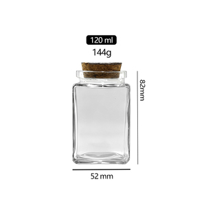 Vente en gros de 120ml Bouchon en liège écologique avec couvercle bocal en verre transparent Mini bouteille carrée d'épices en verre pour le <span class=keywords><strong>safran</strong></span> - Product Image 2