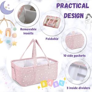Organisateur de couches pour bébé en coton avec poignée, panier de rangement pour couches et articles de puériculture - Product Image 4