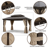 Pérgola Bioclimática de Aluminio de Lujo con Doble Techo, Ecológica, Impermeable, con Protección UV, para Exteriores, Patio Trasero, Comedor