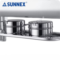 Plat à chafing en acier inoxydable Sunnex - Usage traiteur, capacité 8,5 L, finition poli miroir, design rectangulaire, garantie 1 an sur les pièces