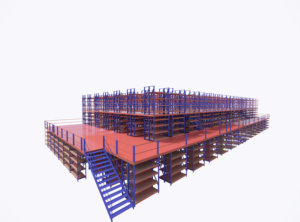מערכת מתלה mzzanine להתאמה אישית, פלטפורמת אחסון רב-שכבתית פלדה עם קורות, לשימוש תעשייתי מחסן - Product Image 2