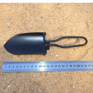 Mini pelle pliante en acier inoxydable, outil de jardinage multifonctionnel pour l'extérieur, poignée en D, couleur acier noir et vert militaire - Product Image 3